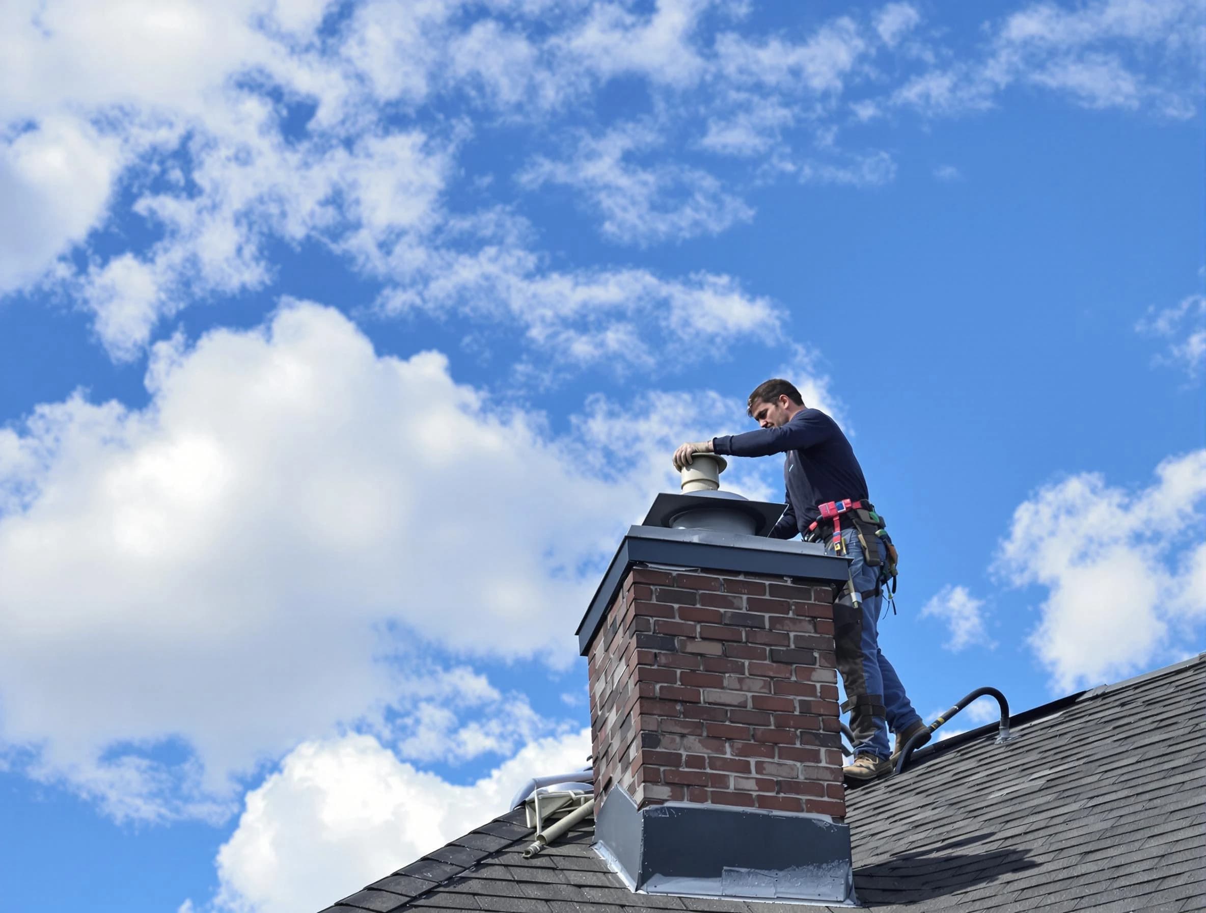 Guthrie Chimney Sweep installing a sturdy chimney cap in Guthrie, OK