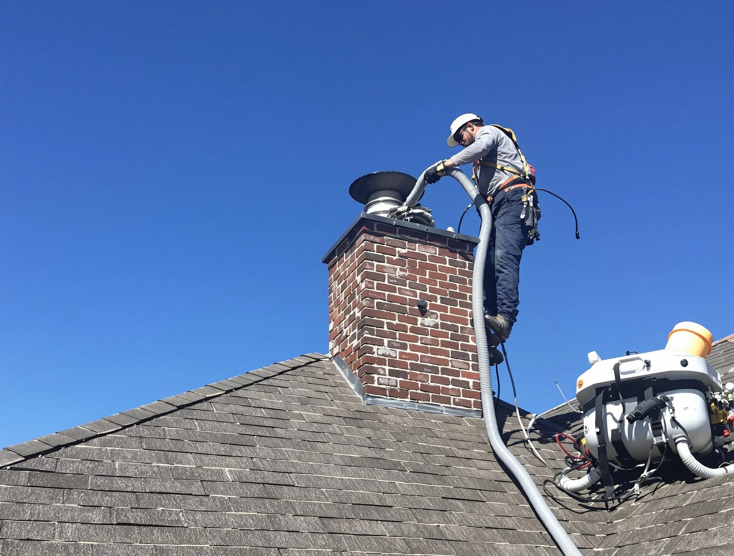 Dedicated Guthrie Chimney Sweep team member cleaning a chimney in Guthrie, OK