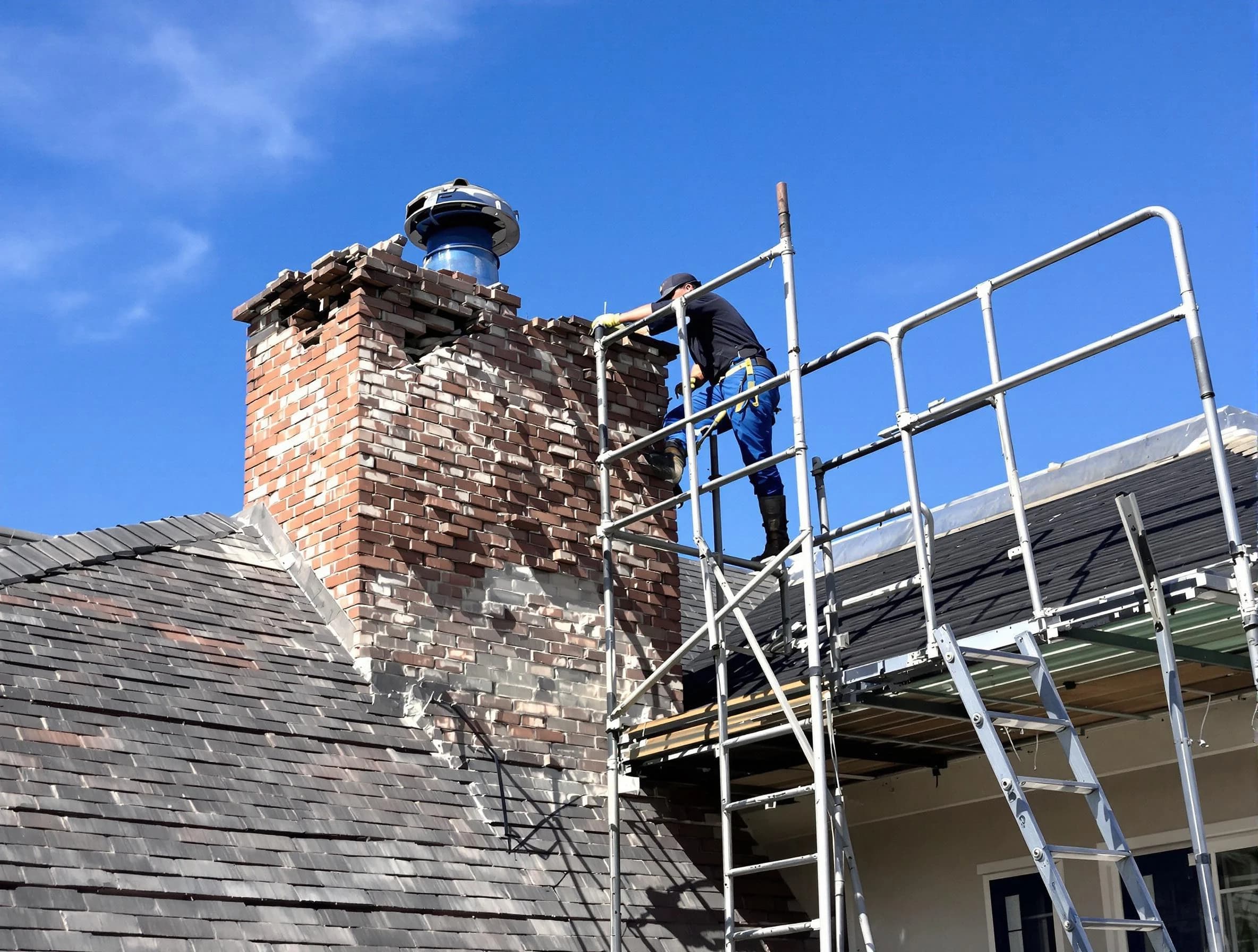 Rebuilding a chimney structure by Guthrie Chimney Sweep in Guthrie, OK