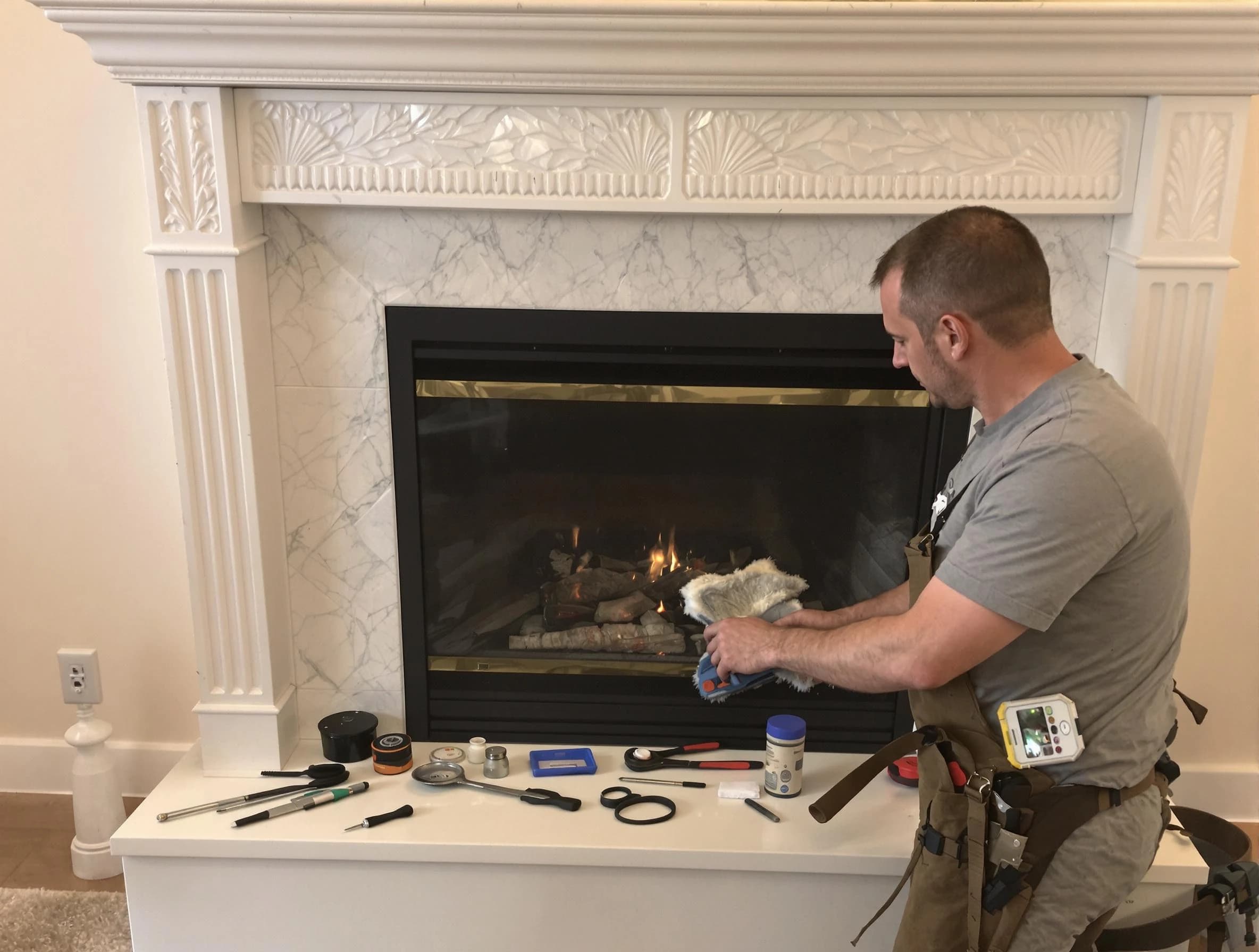 Guthrie Chimney Sweep performing fireplace maintenance in Guthrie, OK