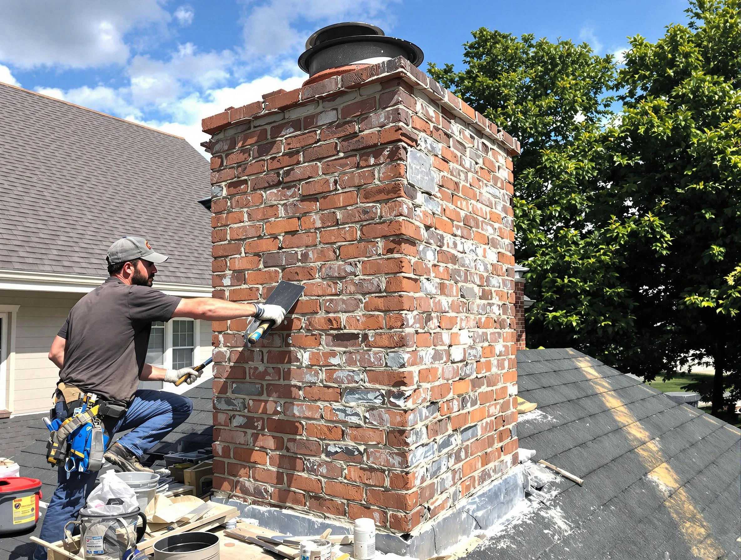 Completed chimney rebuild by Guthrie Chimney Sweep in Guthrie, OK